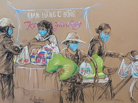 Ấm lòng trước những hình ảnh Sài Gòn trong tâm dịch qua tranh vẽ